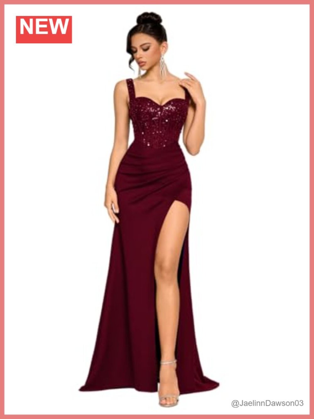 Sequin Evening Gown Sleeveless Bodycon Side Slit Sweetheart Neck Floor Length